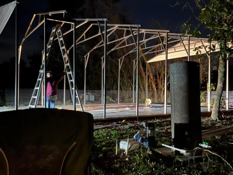 28x40x12 Steel Building with 12'x12' Roll-Up Door & Walk-In Entry