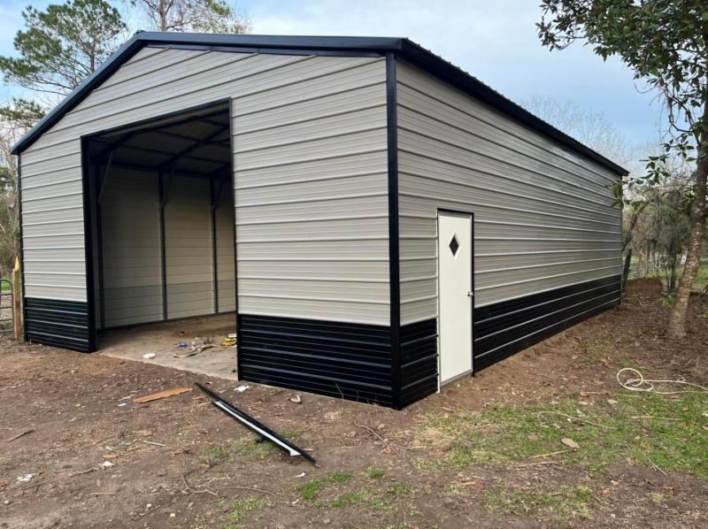 28x40x12 Steel Building with 12'x12' Roll-Up Door & Walk-In Entry