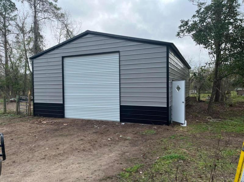 28x40x12 Steel Building with 12'x12' Roll-Up Door & Walk-In Entry