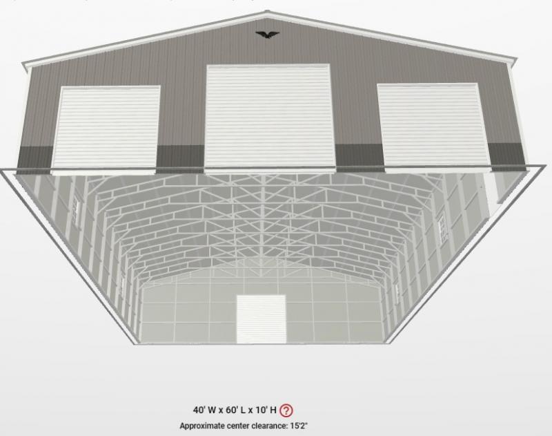 40' x 60' x 10' Garage Shop Metal Building